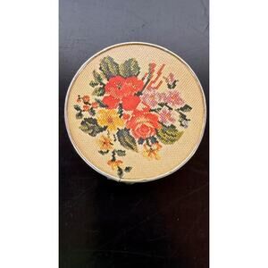 Vintage Ladies Double Mirror Compact Case Floral Cover Hang or Stand 1960s Japan